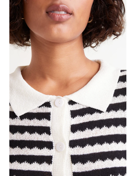 Compania Fantastica Black Striped Polo Neck Cardigan - 51C/10329