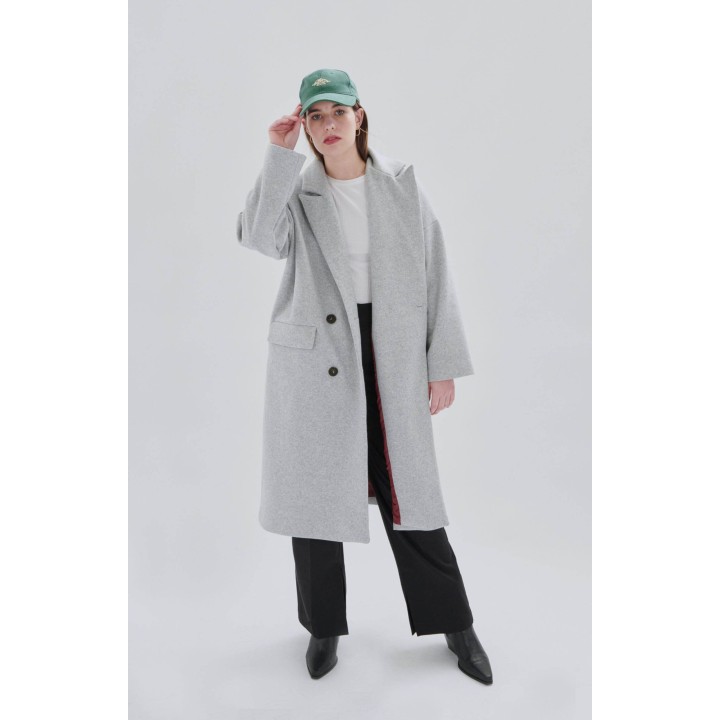 24 Colours Coat Long Oversized Grey -90411