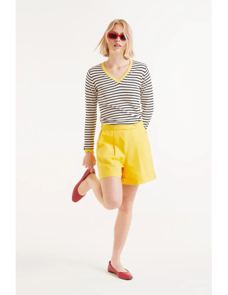 Compania Fantastica Black striped V-neck sweater - 51C/10400