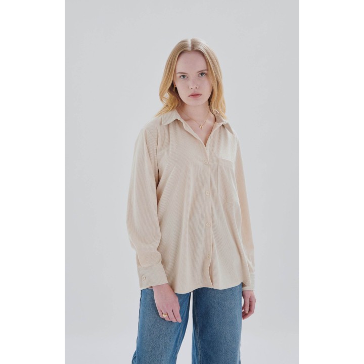 24 COLOURS Shirt Beige Oversized Corduroy -30410a