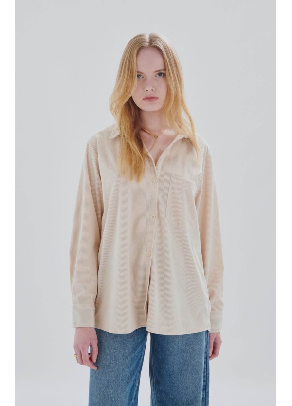 24 COLOURS Shirt Beige Oversized Corduroy -30410a