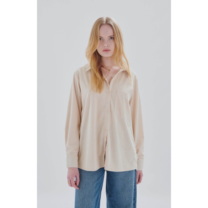 24 COLOURS Shirt Beige Oversized Corduroy -30410a
