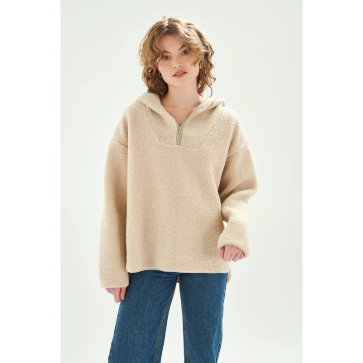 24COLOURS Beige Fleece Hoodie - 50782a