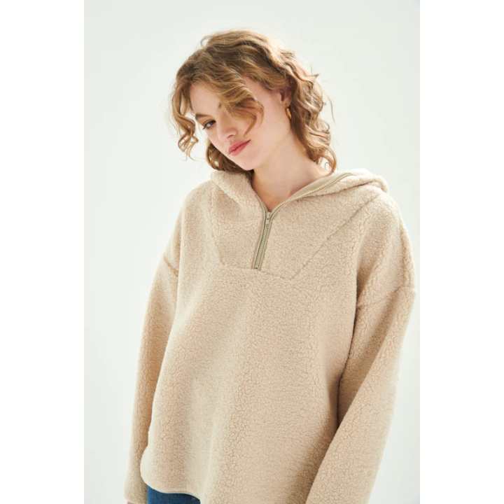 24COLOURS Beige Fleece Hoodie - 50782a