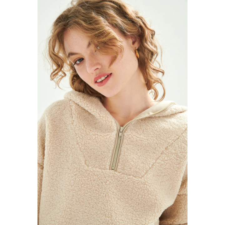 24COLOURS Beige Fleece Hoodie - 50782a
