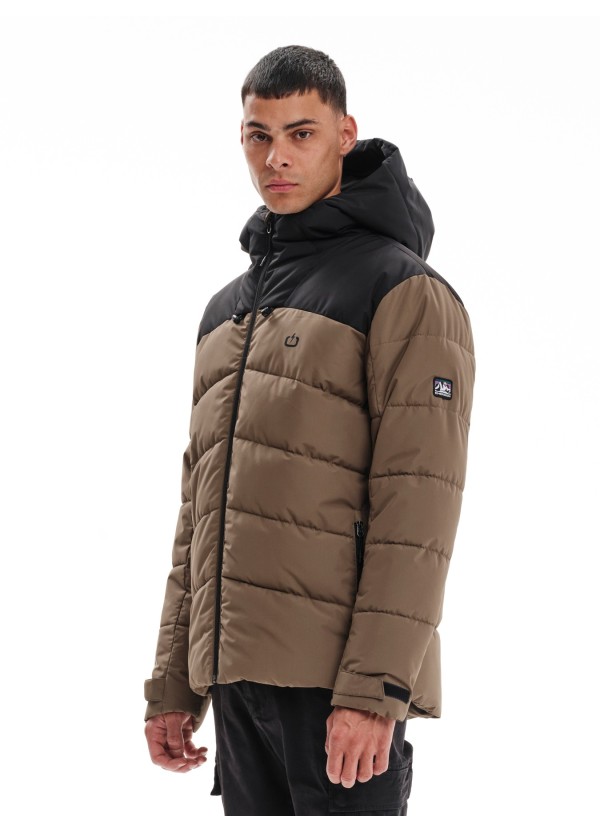 EMERSON ΜΠΟΥΦΑΝ PUFFER ΜΕ ΚΟΥΚΟΥΛΑ CAMEL/BLACK- 232.EM10.15