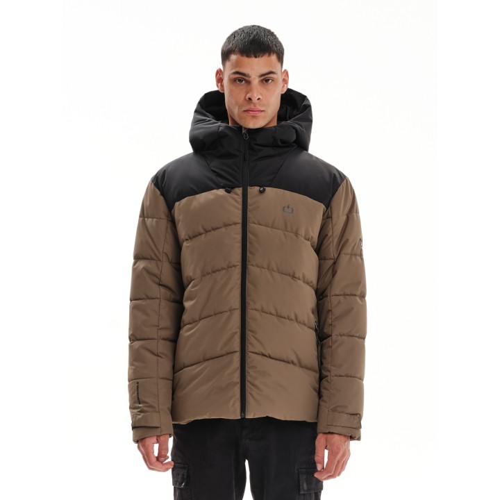 EMERSON ΜΠΟΥΦΑΝ PUFFER ΜΕ ΚΟΥΚΟΥΛΑ CAMEL/BLACK- 232.EM10.15