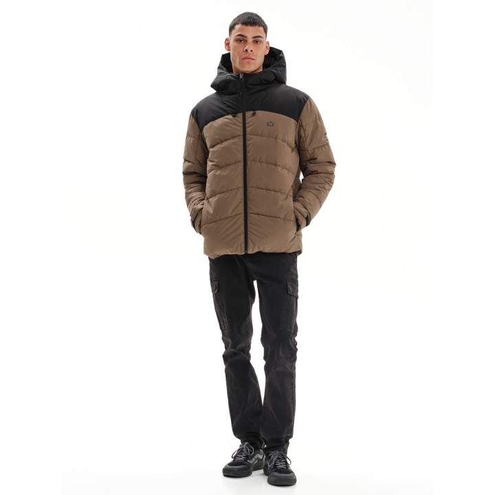 EMERSON ΜΠΟΥΦΑΝ PUFFER ΜΕ ΚΟΥΚΟΥΛΑ CAMEL/BLACK- 232.EM10.15