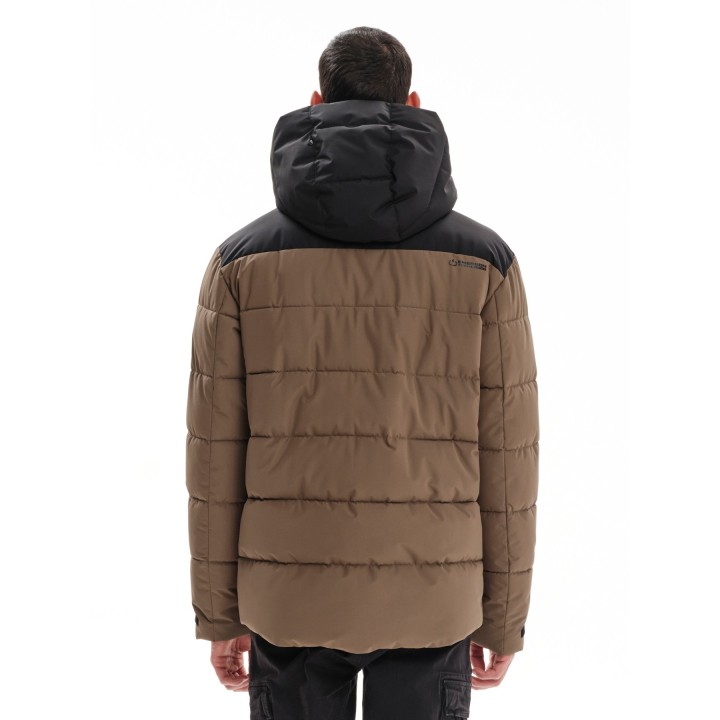 EMERSON ΜΠΟΥΦΑΝ PUFFER ΜΕ ΚΟΥΚΟΥΛΑ CAMEL/BLACK- 232.EM10.15
