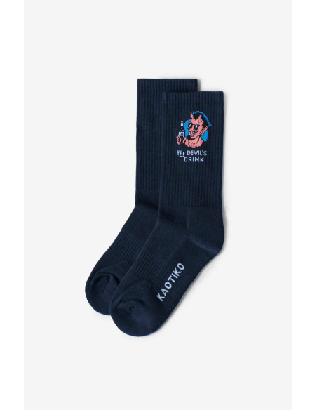 Kaotiko Devil Drinks Navy Socks - AQ008-01-1930