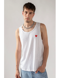 Kaotiko Tank Heart White T-shirt - AO143-01-G002