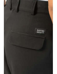 Kaotiko Black Wide Leg Pinzas Bermuda Shorts - AQ026-01-K002 2