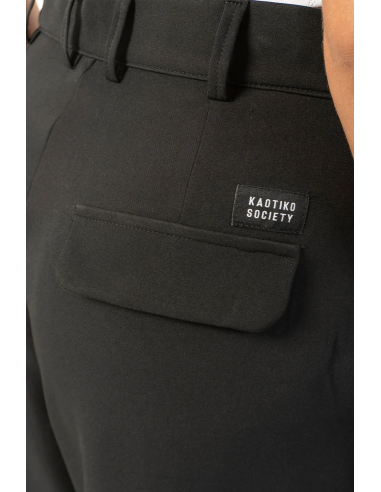 Kaotiko Black Wide Leg Pinzas Bermuda...