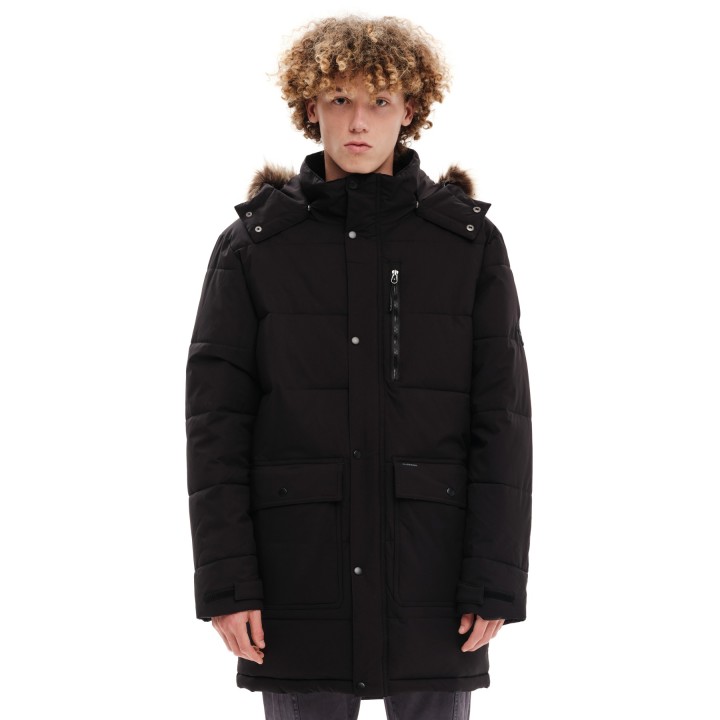 EMERSON ΜΠΟΥΦΑΝ ΜΑΚΡΥ PUFFER ΜΕ ΚΟΥΚΟΥΛΑ BLACK -  232.EM10.68