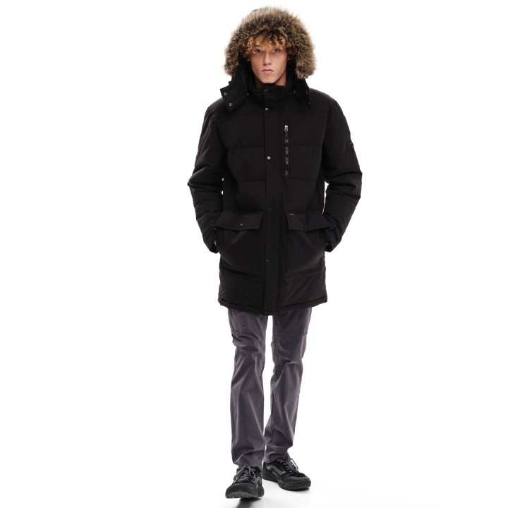 EMERSON ΜΠΟΥΦΑΝ ΜΑΚΡΥ PUFFER ΜΕ ΚΟΥΚΟΥΛΑ BLACK -  232.EM10.68