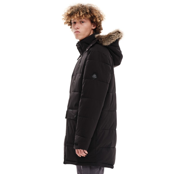 EMERSON ΜΠΟΥΦΑΝ ΜΑΚΡΥ PUFFER ΜΕ ΚΟΥΚΟΥΛΑ BLACK -  232.EM10.68