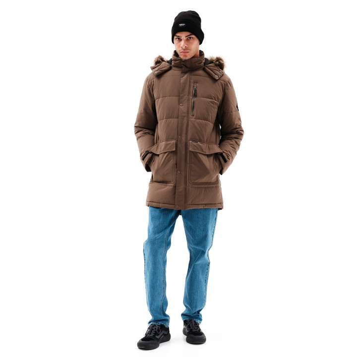 EMERSON ΜΠΟΥΦΑΝ ΜΑΚΡΥ PUFFER ΜΕ ΚΟΥΚΟΥΛΑ CAMEL-232.EM10.68