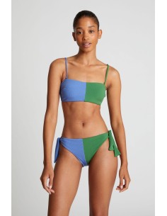 Compania Fantastica Green two-tone straight bikini top -...