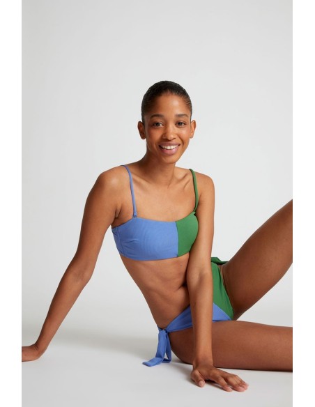 Compania Fantastica Green two-tone straight bikini top - 52C/13927