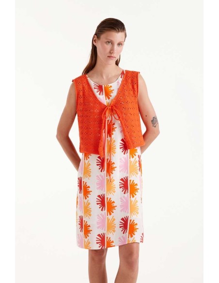 Compania Fantastica Orange crochet bow top - 52C/10259