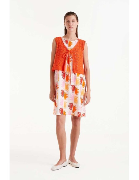 Compania Fantastica Orange crochet bow top - 52C/10259