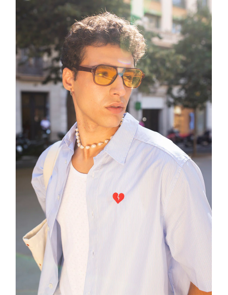 Kaotiko Loui Heart Stripes Shirt - AO146-01-1900