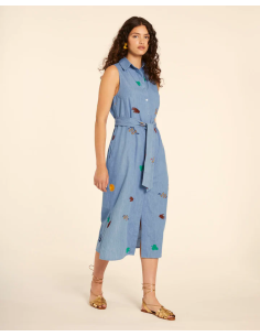 PEPALOVERS DENIM EMBROIDERY SHIRT DRESS -  111336 2
