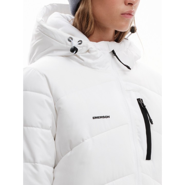 EMERSON ΜΑΚΡΥ ΜΠΟΥΦΑΝ PUFFER ΜΕ ΚΟΥΚΟΥΛΑ WHITE-232.EW10.44