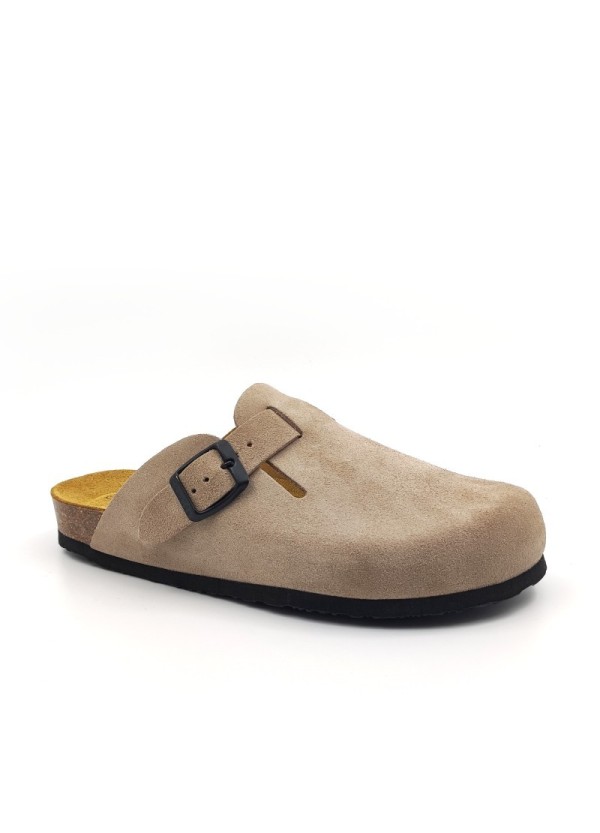 Plakton Eva AFELPADO Piedra 304 Suede Clogs - 181539-piedra