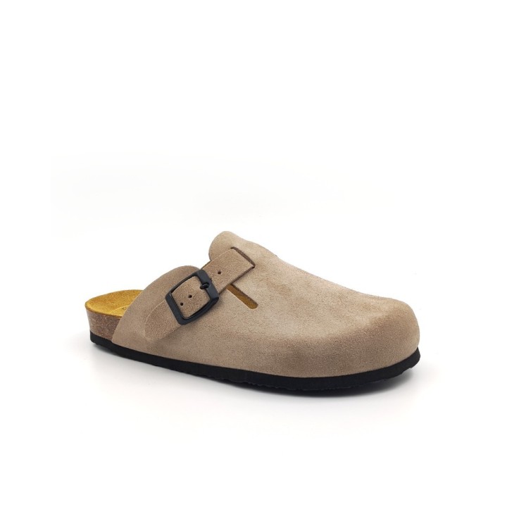 Plakton Eva AFELPADO Piedra 304 Suede Clogs - 181539-piedra