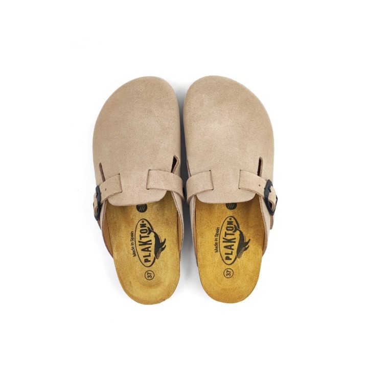 Plakton Eva AFELPADO Piedra 304 Suede Clogs - 181539-piedra