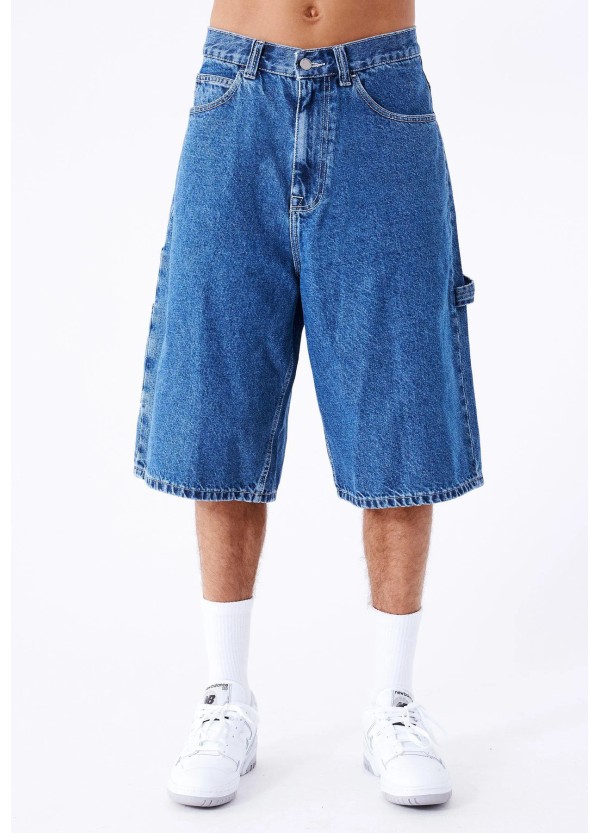 Dr Denim Shorts M Vali Worker Pebble Mid Stone Denim - 2410106