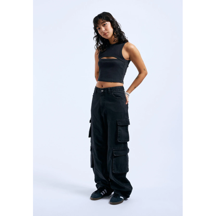 Dr. Denim Ainslee Off Black Cropped Tank Top - 2411103
