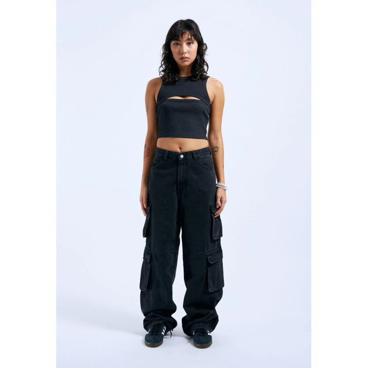 Dr. Denim Ainslee Off Black Cropped Tank Top - 2411103