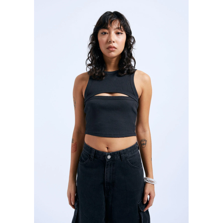 Dr. Denim Ainslee Off Black Cropped Tank Top - 2411103