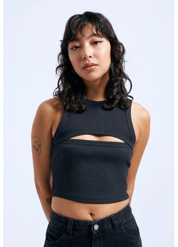 Dr. Denim Ainslee Off Black Cropped Tank Top - 2411103