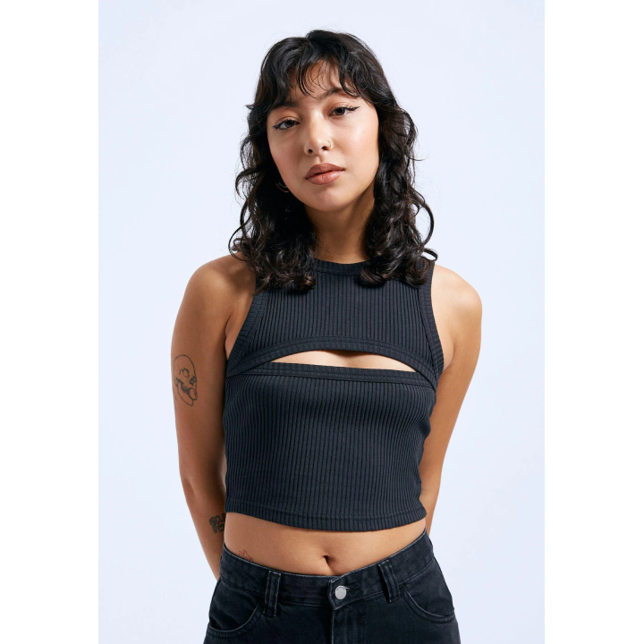 Dr. Denim Ainslee Off Black Cropped Tank Top - 2411103