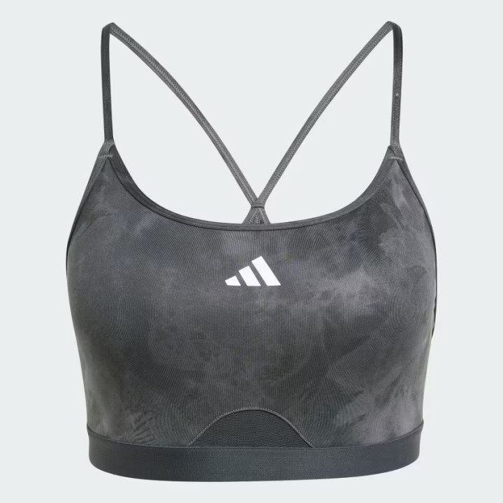 adidas AEROREACT TRAINING ESSENTIALS LIGHT SUPPORT TIE-DYE FLOWER-PRINT BRA - IN4304