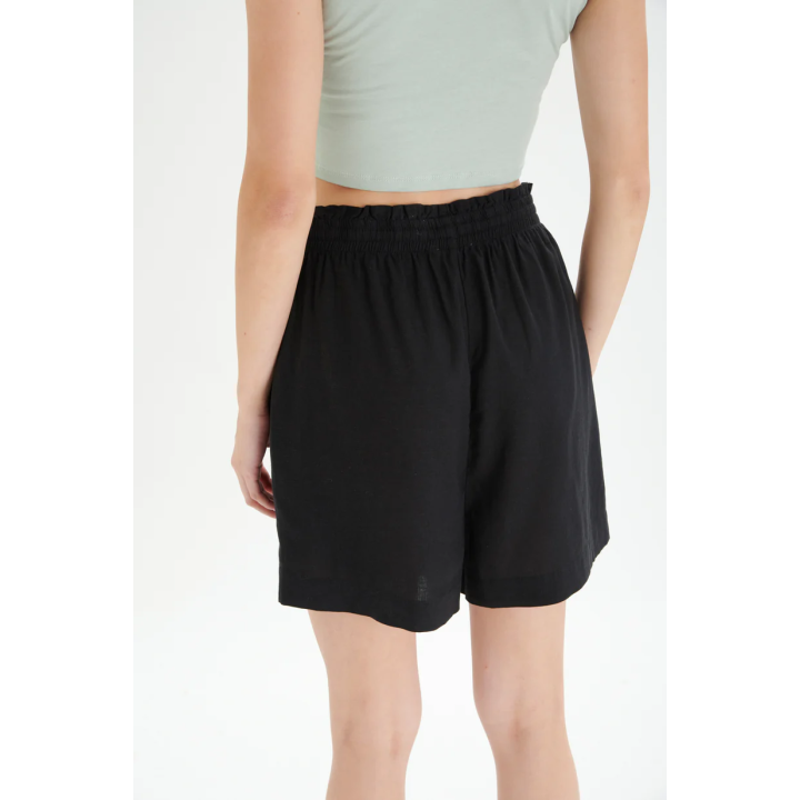 24COLOURS Black Linen Shorts  - 60819b