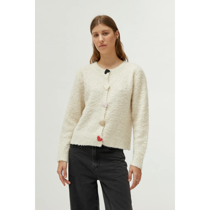 Compania Fantastica Off-White with Big Hearts Detail Cardigan - 44C/10368