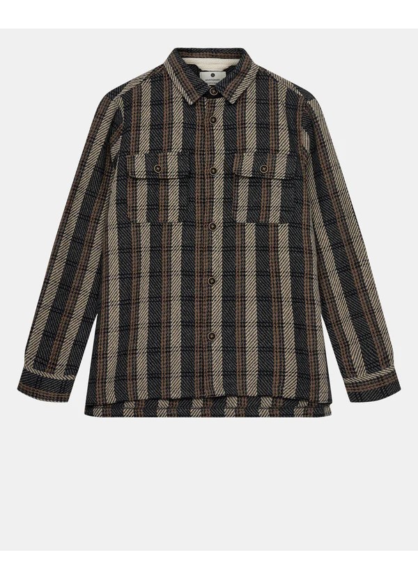 AKOSCAR CHECK OVERSHIRT - DARK GREY MEL- 901700