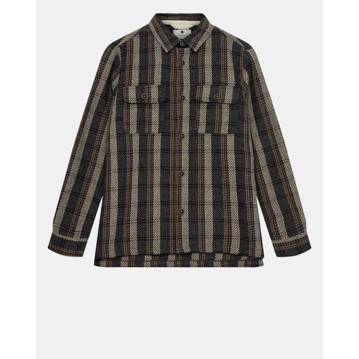 AKOSCAR CHECK OVERSHIRT - DARK GREY MEL- 901700