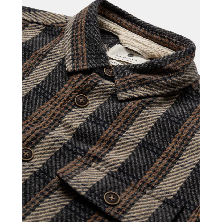 AKOSCAR CHECK OVERSHIRT - DARK GREY MEL- 901700