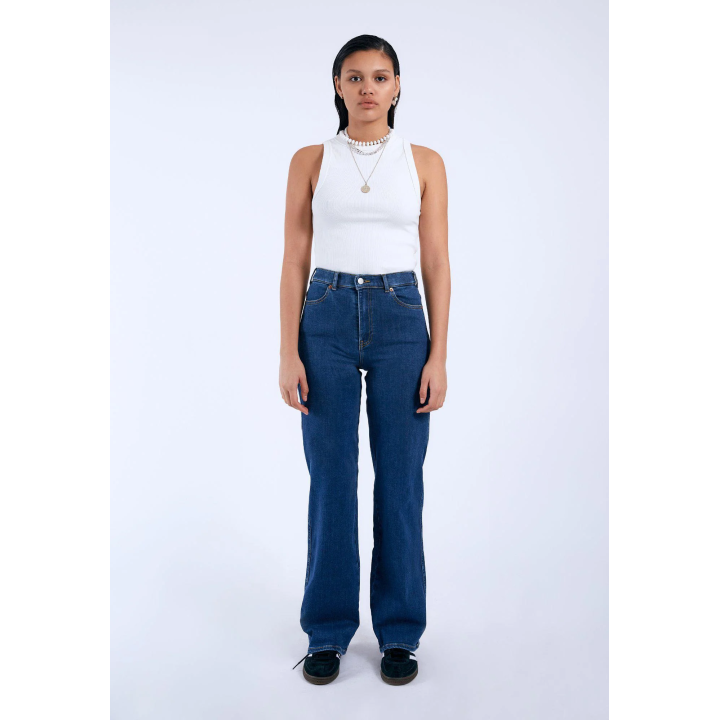 Dr Denim Pants Moxy Straight V41 Vale Dark Plain Denim - 2130106