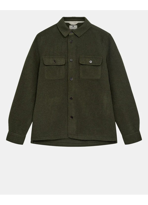 AKOSCAR BOILED WOOL OVERSHIRT - FOREST NIGHT -901696
