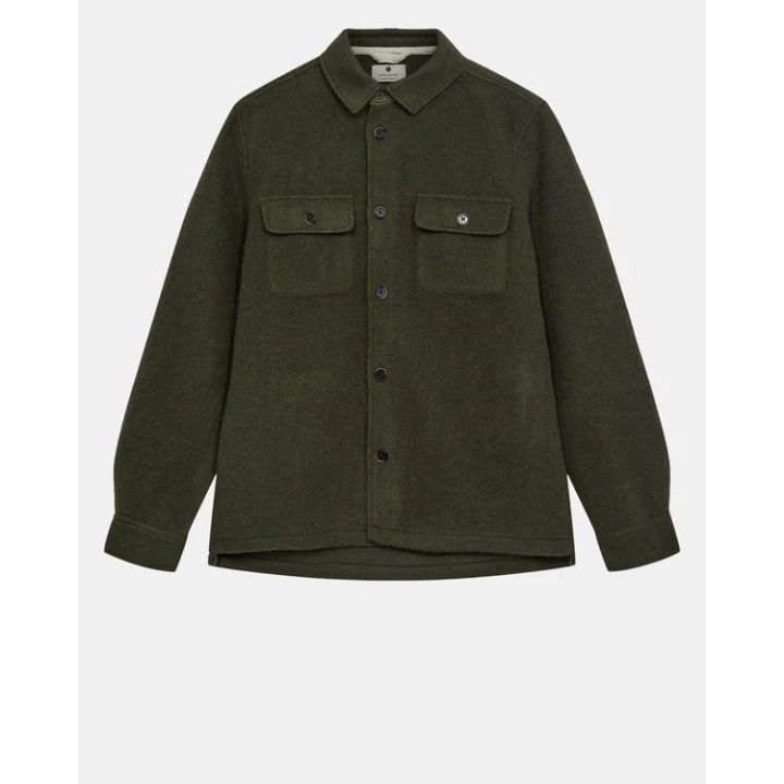 AKOSCAR BOILED WOOL OVERSHIRT - FOREST NIGHT -901696