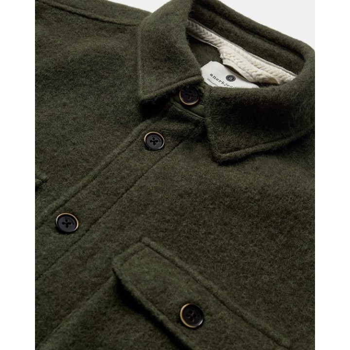 AKOSCAR BOILED WOOL OVERSHIRT - FOREST NIGHT -901696