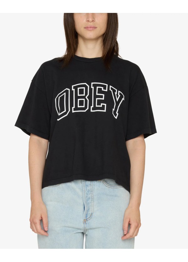 OBEY COLLEGIATE  RAEGAN T-SHIRT /BLACK -267622446
