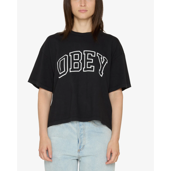 OBEY COLLEGIATE  RAEGAN T-SHIRT /BLACK -267622446