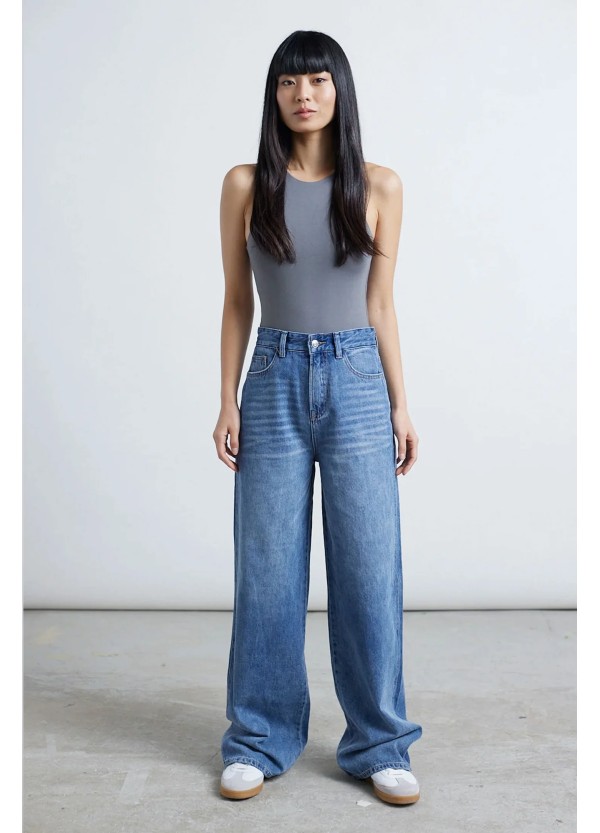 24 COLOURS Pants Mid Blue Denim -80365
